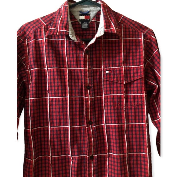 Tommy Hilfiger Size Lg  Red‎ Shirt Mens - Picture 5 of 5